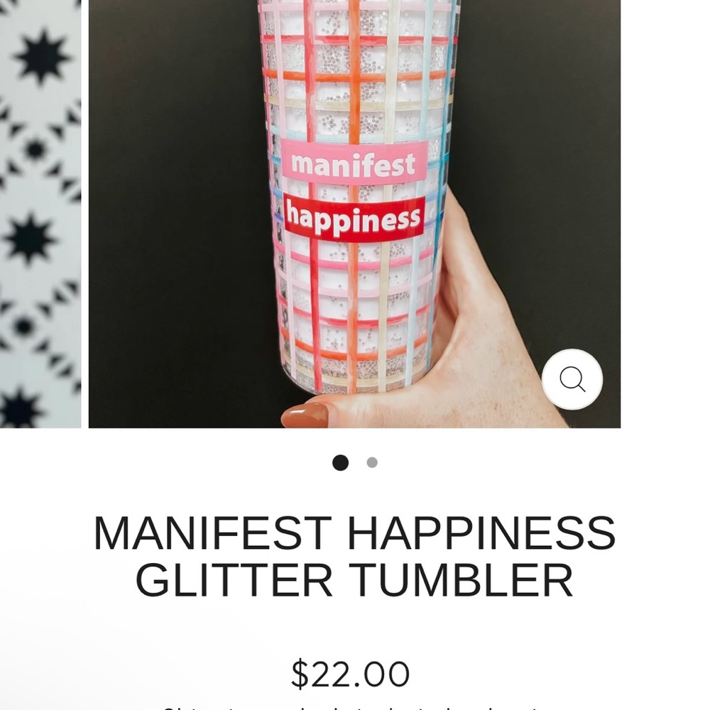 Manifest Happiness Tumbler Pink Glitter Straw Cup NIB Giftable - Picture 5 of 5